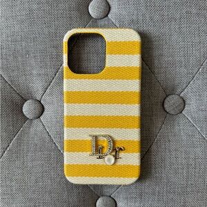 Luxury Yellow and Cream Striped 14promax Phone Case